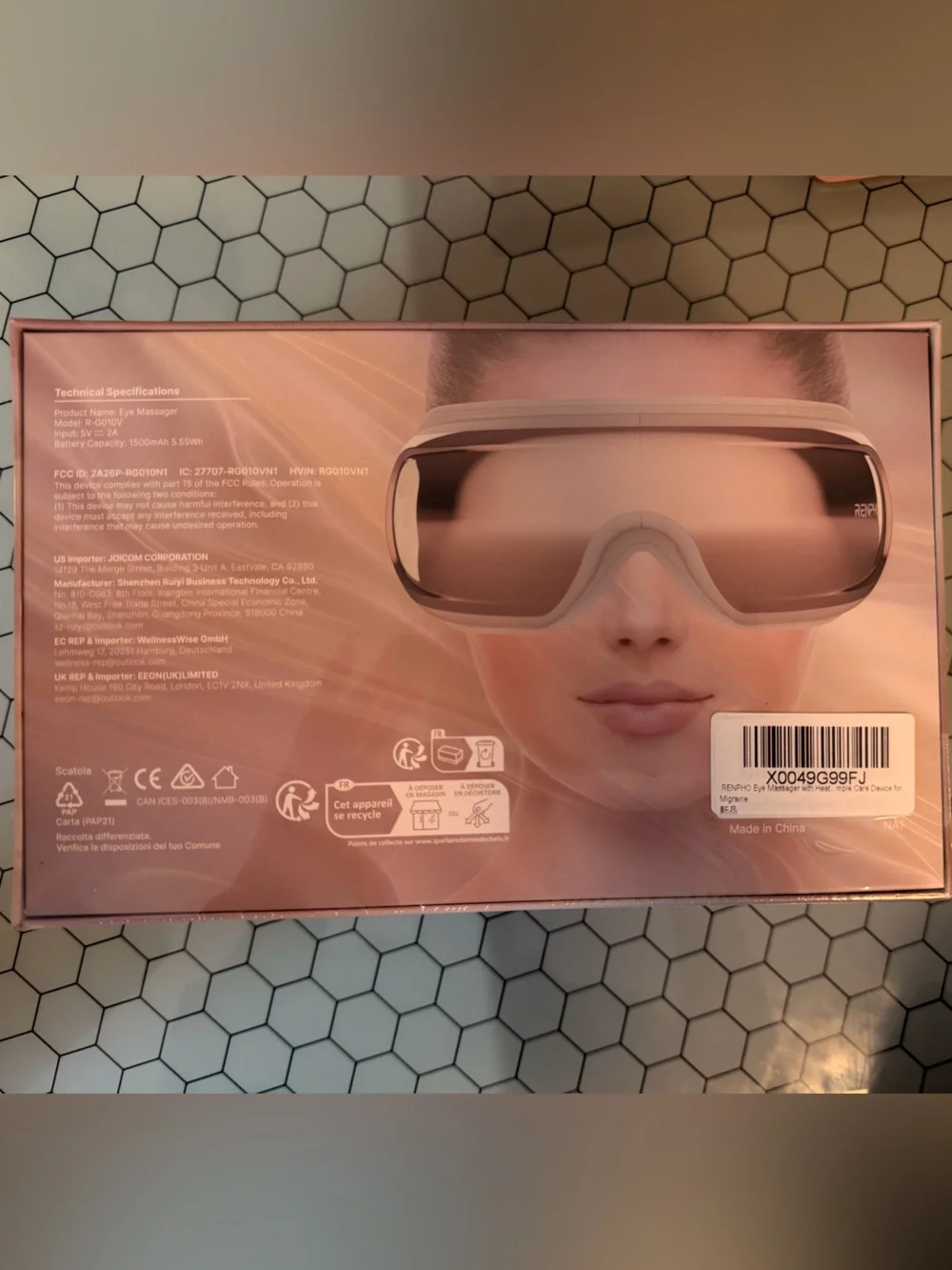 Rose Gold VR Headset Eye Massager - Lightweight Relaxation Device